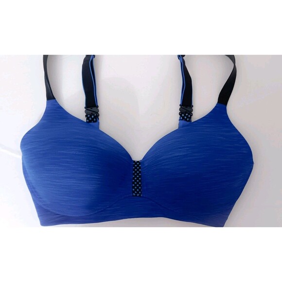 Maidenform Heathered Blue/Black Convertible Wirefree Sports Bra, 34D - Picture 1 of 6